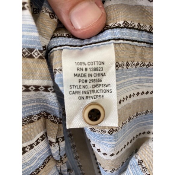 Cody James Mens Western Pearl Snap Shirt Blue and Tan Striped Cowboy Size XXL - Picture 12 of 13